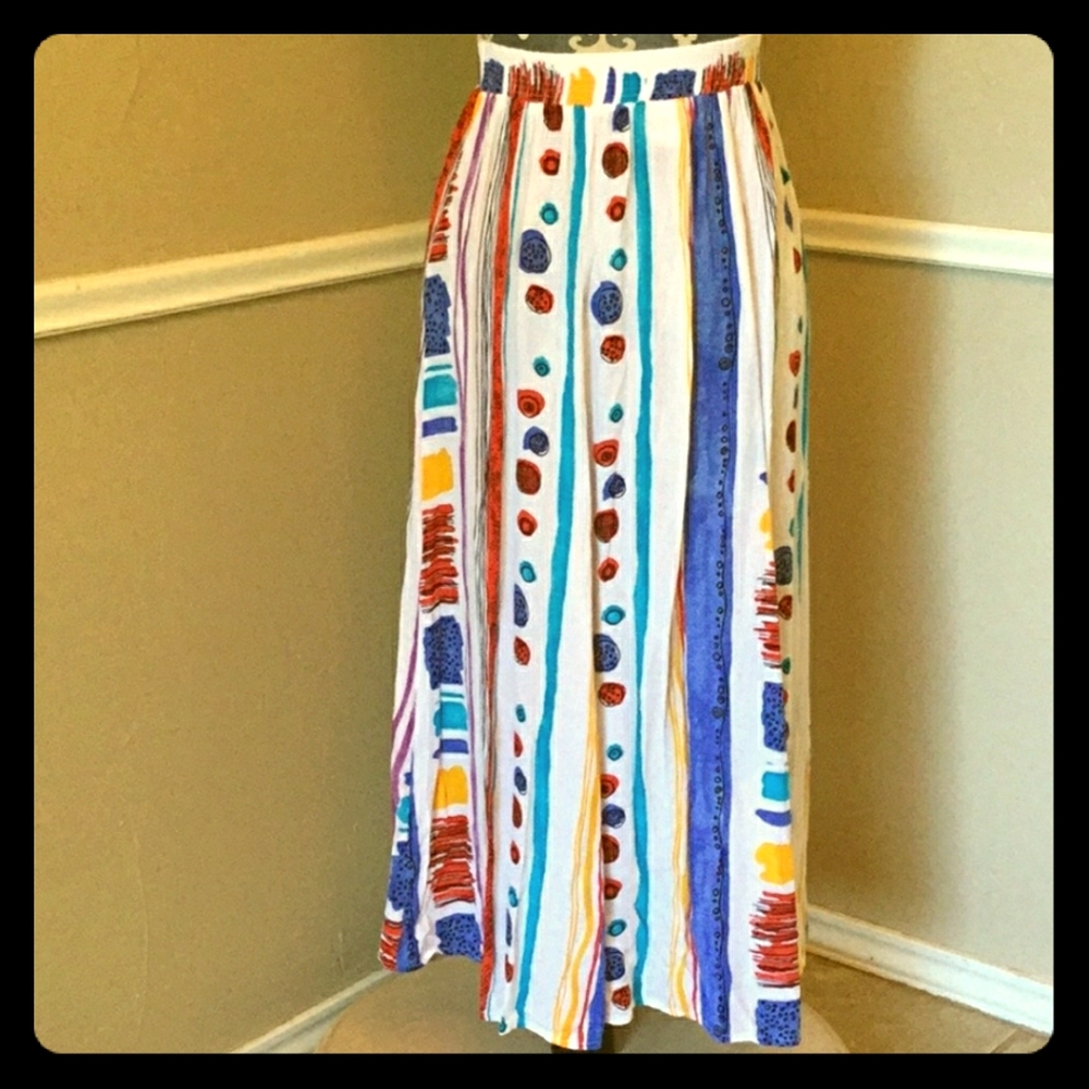 Vintage Watercolor geo stripe elastic waist